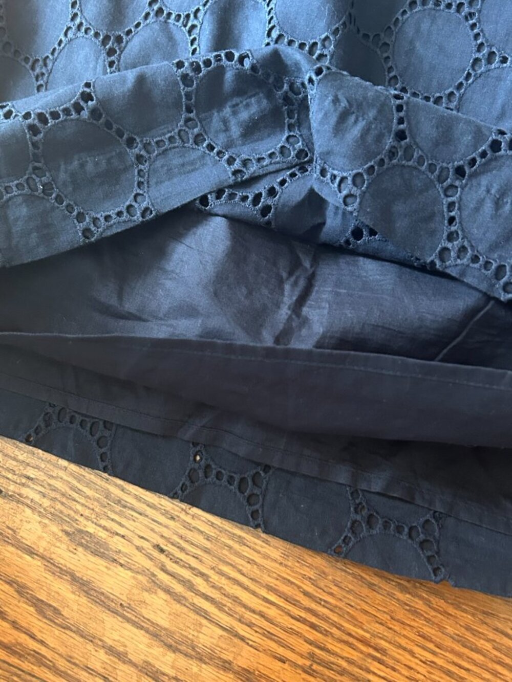 LOFT Ann Taylor Navy Eyelet Cap Sleeve Square Neck Dressn Size 4P Petite in exce - Picture 9 of 13